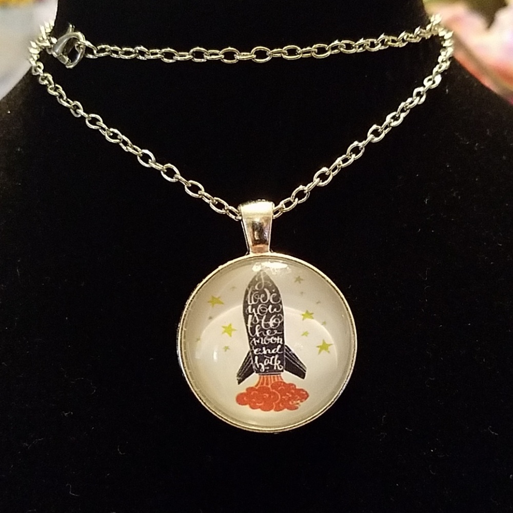 I love you to the moon and back necklace silver